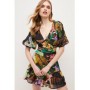 Dark Tropical Cotton Voile Puff Shoulder Mini