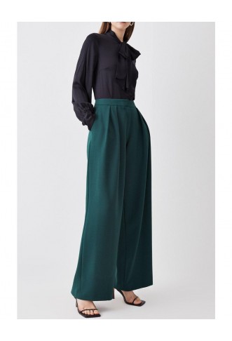 Compact Stretch Tailored Wide Leg Trouser