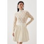 Pu Knit Pleat Skirt Mini Dress