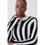 Plus Size Striped Knitted Long Sleeve Top