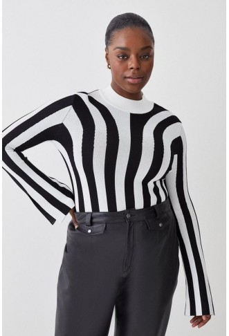 Plus Size Striped Knitted...