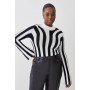 Plus Size Striped Knitted Long Sleeve Top