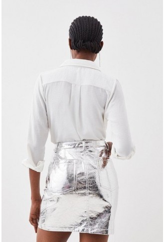 Metallic Faux Leather Mini Skirt