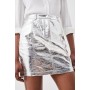 Metallic Faux Leather Mini Skirt