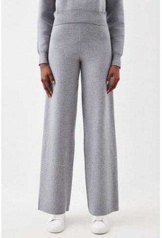 Compact Wool Look Knit Trousers