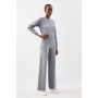 Compact Wool Look Knit Trousers