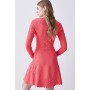 Square Neck Textured Knit Long Sleeve Mini Skater Dress