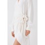 Tailored Satin Back Crepe Feather Cuff Mini Dress