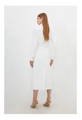 Compact Side Tie Detail Midi Coat