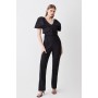 Italian Wool Blend Satin Couture Draped Jumpsuit