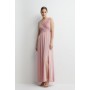 Micro Pleat Bodice Hem Sweep Jersey Bridesmaids Maxi Dress