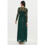 Petite Embroidered Long Sleeve Maxi Dress