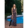 Paisley Backless V-Neck Maxi Dress