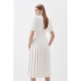 Petite Tailored Structured Crepe Forever Pleat Midi Dress