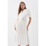 Petite Tailored Structured Crepe Forever Pleat Midi Dress