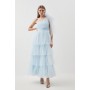 Tulle One Shoulder Woven Midi Dress