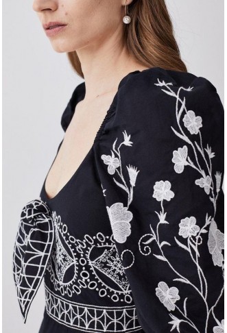 Floral & Geo Embroidered Woven Jumpsuit