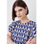 Geo Print Pintuck Short Sleeve Woven Top