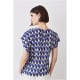 Geo Print Pintuck Short Sleeve Woven Top