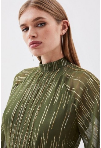 Metallic Embellished Beaded Woven Top