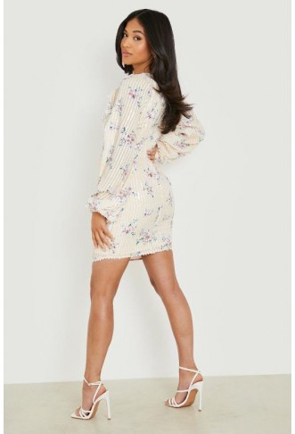 Buttercup Petite Floral Sequin Puff Sleeve Mini Dress