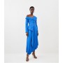 Buy Karen Millen Tailored Crepe Asymmetric Pleated Midi Dress In COBALT