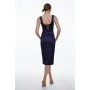 Italian Structured Satin Corset Back Detail Midi Pencil Dress