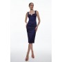 Italian Structured Satin Corset Back Detail Midi Pencil Dress