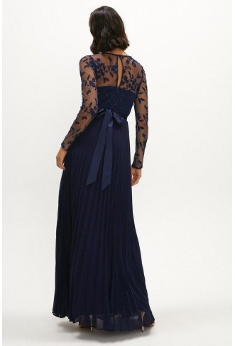 Embroidered Long Sleeve Maxi Dressc