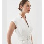 Compact Stretch Tailored Forever Belted Cap Sleeve Pencil Dress