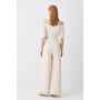 Structured Crepe Off Shoulder Wide Leg Jumpsuit