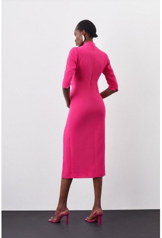 Compact Stretch Split Side Midi Dress