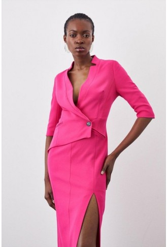 Compact Stretch Split Side Midi Dress