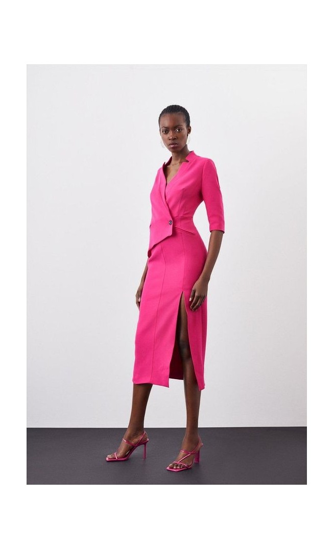 Compact Stretch Split Side Midi Dress