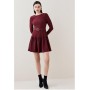 Buy Karen Millen Long Sleeve Pleated Figure Form Crepe Mini Dress