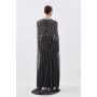 Petite Premium Embellished Caped Woven Maxi Dress