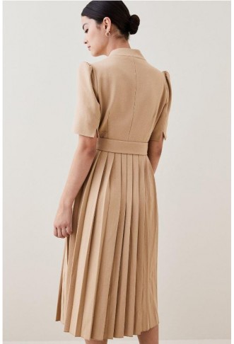 Petite Tailored Structured Crepe Forever Pleat Midi Dress