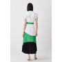 Colour Block Pleated Woven Midi Shirt Dress