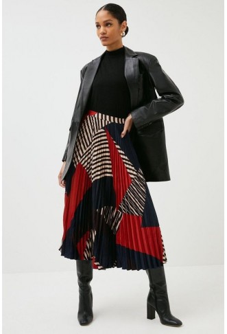 Colour Block Woven Pleated...