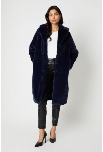 Plush Faux Fur Open Collar...