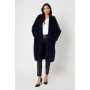 Plush Faux Fur Open Collar Longline Coat