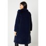 Plush Faux Fur Open Collar Longline Coat