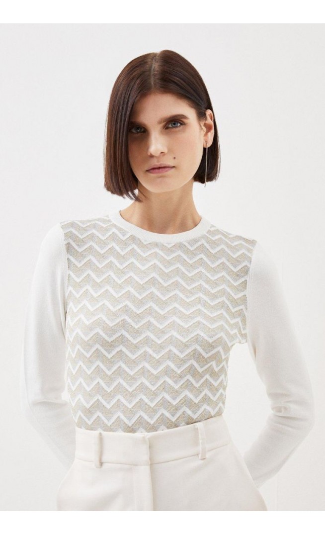 Viscose Blend Sparkle Jacquard Knit Top