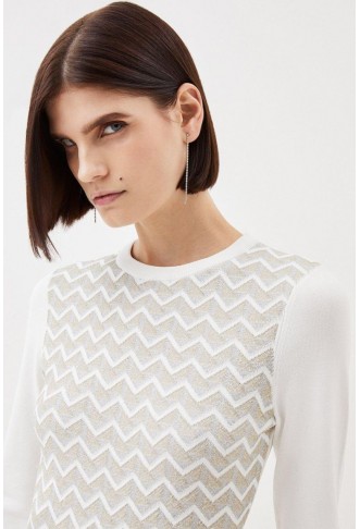 Viscose Blend Sparkle Jacquard Knit Top