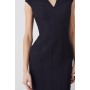 Italian Compact Scuba Jersey Seamed Pencil Midi Dress