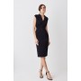 Italian Compact Scuba Jersey Seamed Pencil Midi Dress