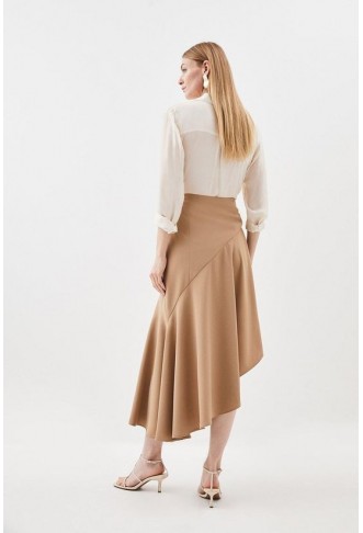 Tailored Asymmetric Hem Detail Skirt