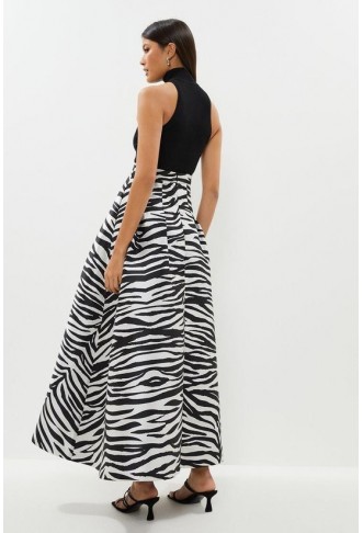 Zebra Jacquard Maxi Skirt