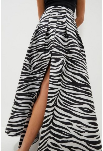 Zebra Jacquard Maxi Skirt