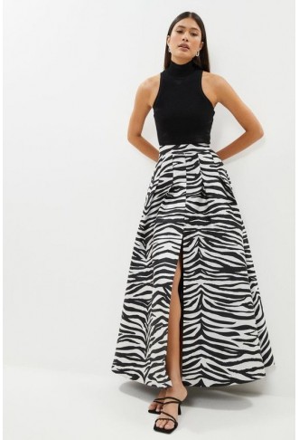 Zebra Jacquard Maxi Skirt